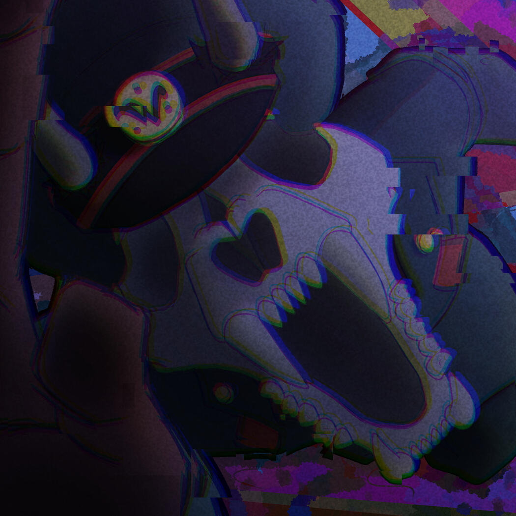 A dog-skulled military general lunging at the screen, with glitchy effects distorting the image.