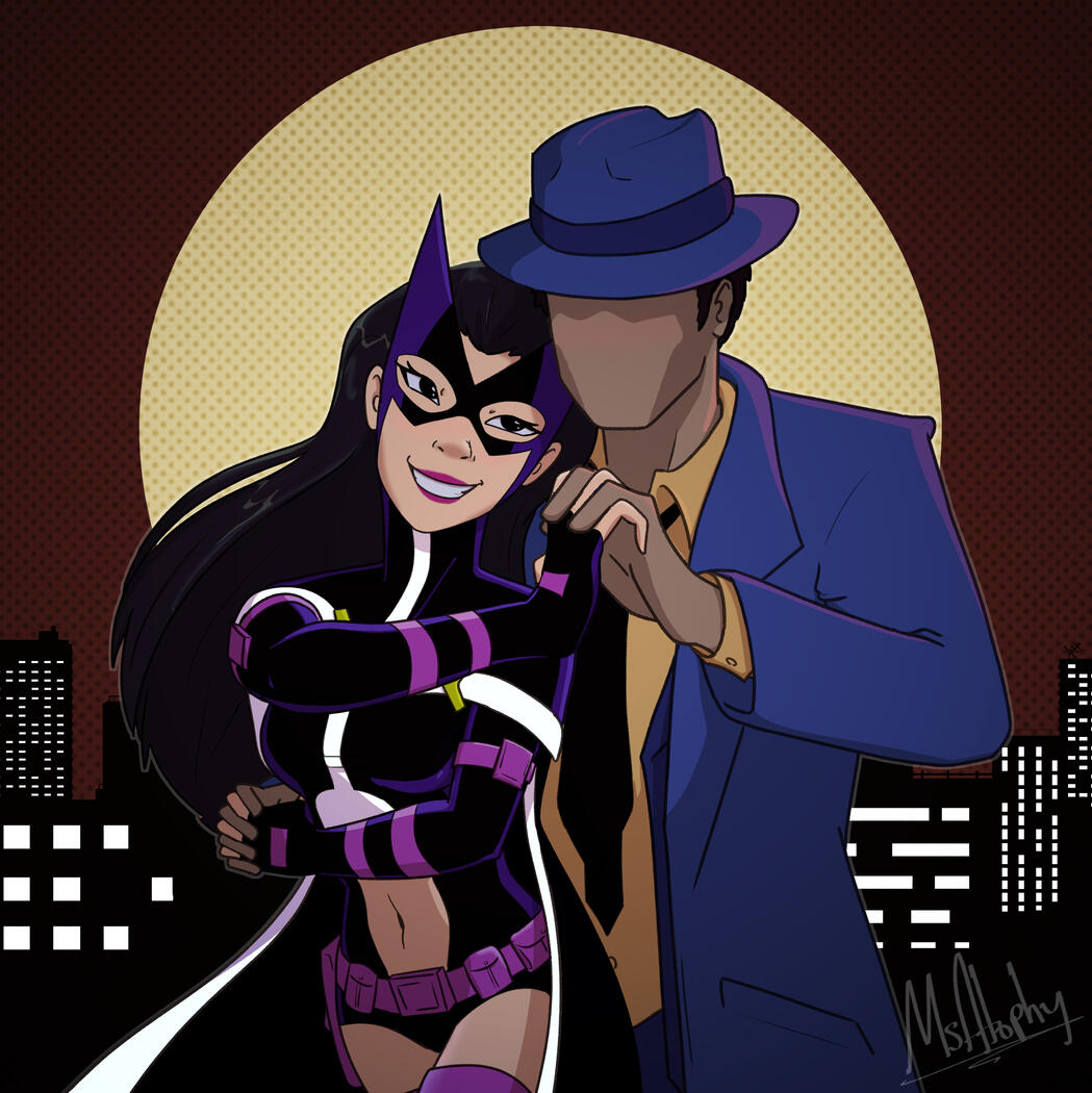 [DC] Huntress and Question dancing with the night city behind them.
